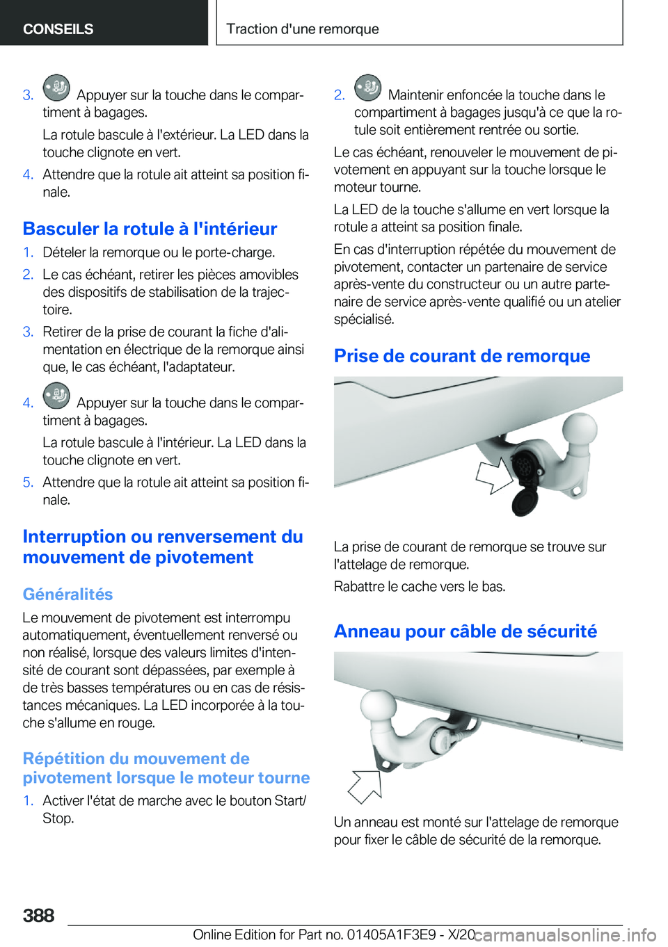 BMW X5 2021  Notices Demploi (in French) �3�.���A�p�p�u�y�e�r��s�u�r��l�a��t�o�u�c�h�e��d�a�n�s��l�e��c�o�m�p�a�rj
�t�i�m�e�n�t��