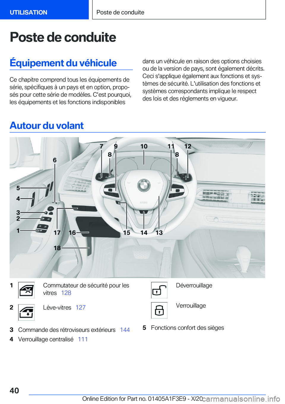 BMW X5 2021  Notices Demploi (in French) �P�o�s�t�e��d�e��c�o�n�d�u�i�t�e�