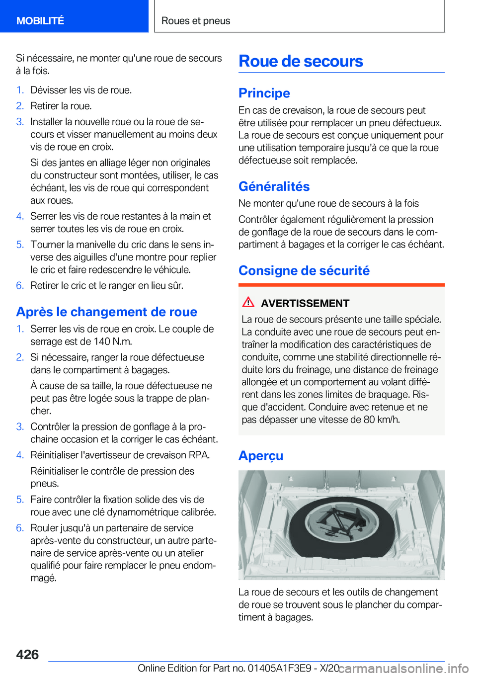 BMW X5 2021  Notices Demploi (in French) �S�i��n�é�c�e�s�s�a�i�r�e�,��n�e��m�o�n�t�e�r��q�u�'�u�n�e��r�o�u�e��d�e��s�e�c�o�u�r�s�