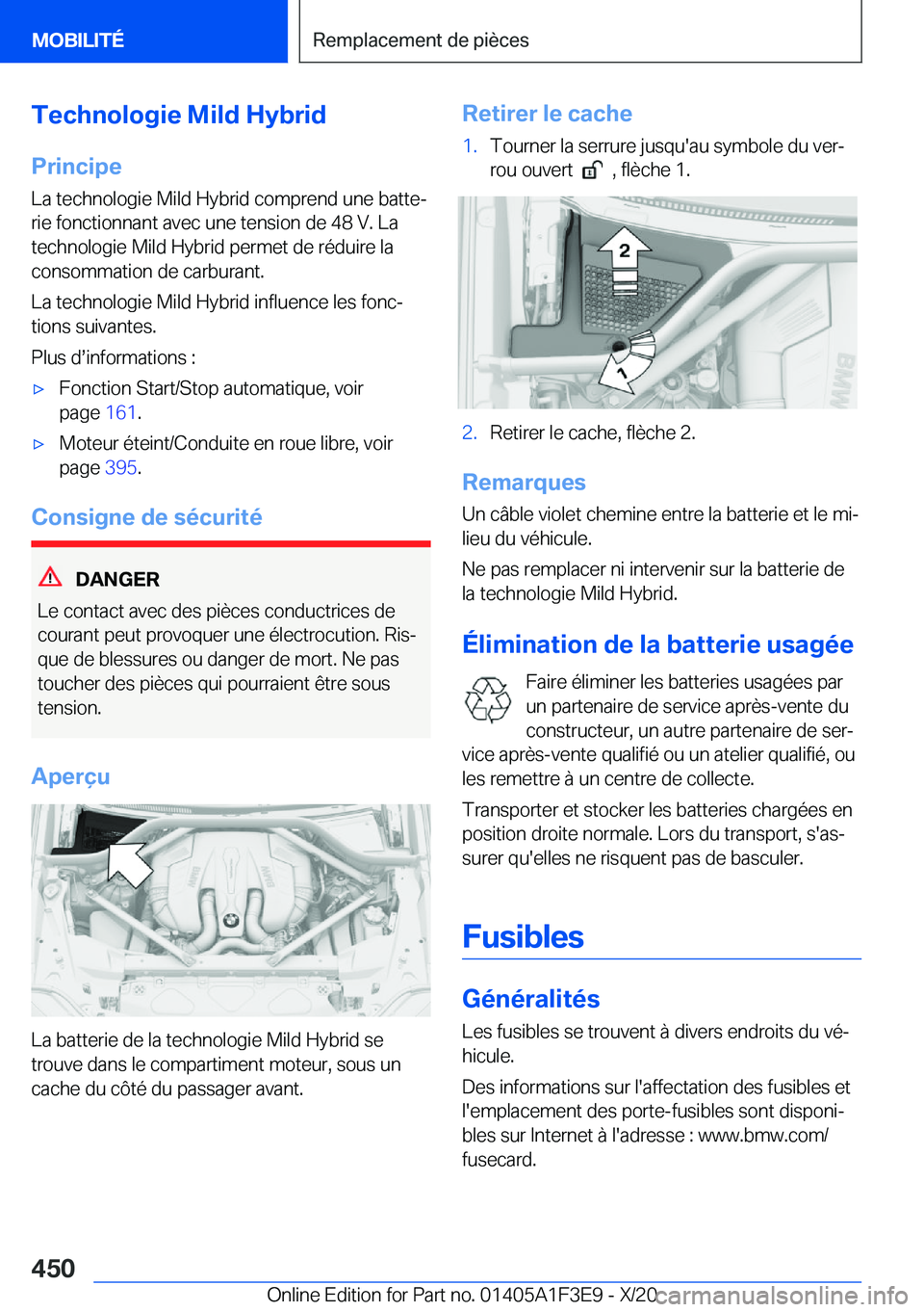 BMW X5 2021  Notices Demploi (in French) �T�e�c�h�n�o�l�o�g�i�e��M�i�l�d��H�y�b�r�i�d�P�r�i�n�c�i�p�e
�L�a��t�e�c�h�n�o�l�o�g�i�e��M�i�l�d��H�y�b�r�i�d��c�o�m�p�r�e�n�d��u�n�e��b�a�t�t�ej
�r�i�e��f�o�n�c�t�i�o�n�n�a�n�t��a�v�e�c�