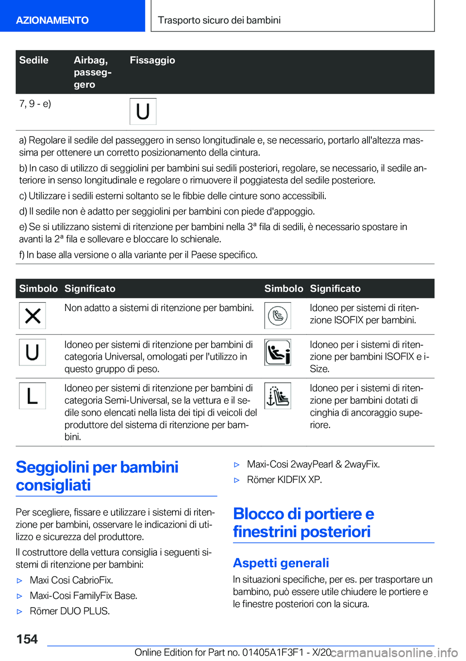 BMW X5 2021  Libretti Di Uso E manutenzione (in Italian) �S�e�d�i�l�e�A�i�r�b�a�g�,
�p�a�s�s�e�gj
�g�e�r�o�F�i�s�s�a�g�g�i�o�7�,��9��-��e�)�a�)��R�e�g�o�l�a�r�e��i�l��s�e�d�i�l�e��d�e�l��p�a�s�s�e�g�g�e�r�o��i�n��s�e�n�s�o��l�o�n�g�i�t�u�d�i�n�a