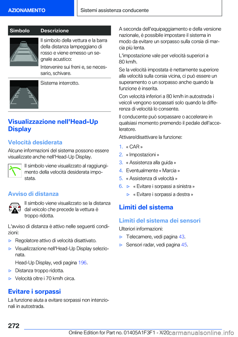 BMW X5 2021  Libretti Di Uso E manutenzione (in Italian) �S�i�m�b�o�l�o�D�e�s�c�r�i�z�i�o�n�e�I�l��s�i�m�b�o�l�o��d�e�l�l�a��v�e�t�t�u�r�a��e��l�a��b�a�r�r�a
�d�e�l�l�a��d�i�s�t�a�n�z�a��l�a�m�p�e�g�g�i�a�n�o��d�i
�r�o�s�s�o��e��v�i�e�n�e��e�m�e
