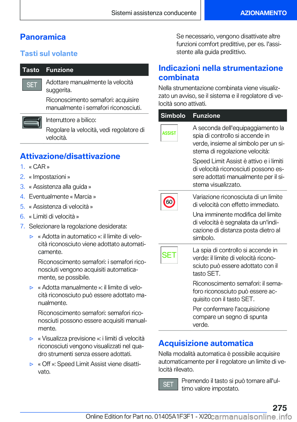 BMW X5 2021  Libretti Di Uso E manutenzione (in Italian) �P�a�n�o�r�a�m�i�c�a�T�a�s�t�i��s�u�l��v�o�l�a�n�t�e�T�a�s�t�o�F�u�n�z�i�o�n�e�A�d�o�t�t�a�r�e��m�a�n�u�a�l�m�e�n�t�e��l�a��v�e�l�o�c�i�t�