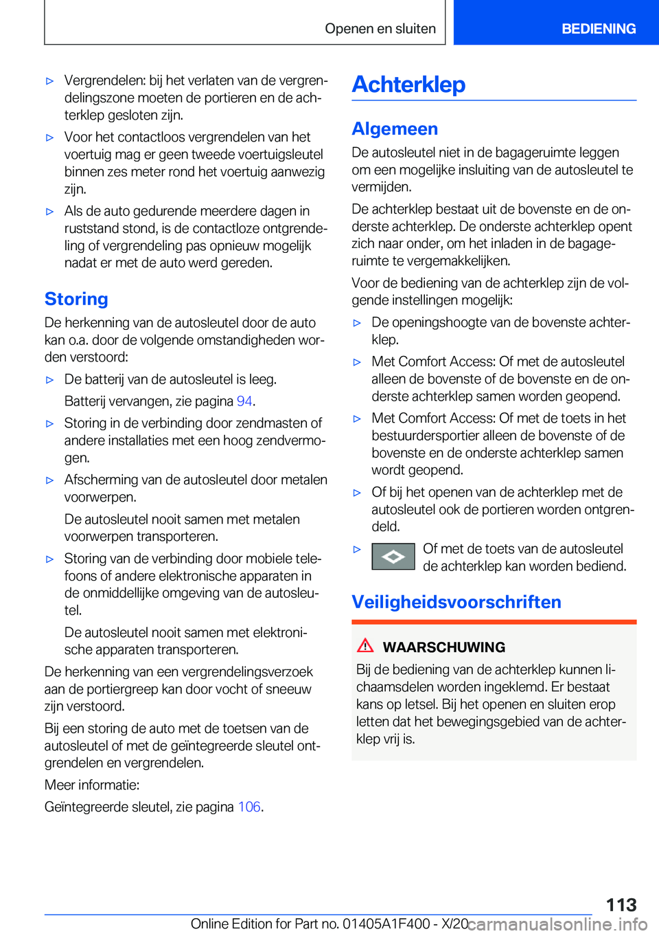BMW X5 2021  Instructieboekjes (in Dutch) 'x�V�e�r�g�r�e�n�d�e�l�e�n�:��b�i�j��h�e�t��v�e�r�l�a�t�e�n��v�a�n��d�e��v�e�r�g�r�e�nj
�d�e�l�i�n�g�s�z�o�n�e��m�o�e�t�e�n��d�e��p�o�r�t�i�e�r�e�n��e�n��d�e��a�c�hj �t�e�r�k�l�e�p�