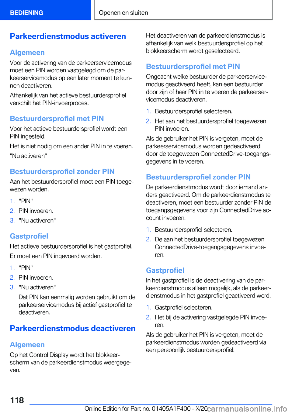 BMW X5 2021  Instructieboekjes (in Dutch) �P�a�r�k�e�e�r�d�i�e�n�s�t�m�o�d�u�s��a�c�t�i�v�e�r�e�n�A�l�g�e�m�e�e�n
�V�o�o�r��d�e��a�c�t�i�v�e�r�i�n�g��v�a�n��d�e��p�a�r�k�e�e�r�s�e�r�v�i�c�e�m�o�d�u�s
�m�o�e�t��e�e�n��P�I�N��w�o�r�d�e