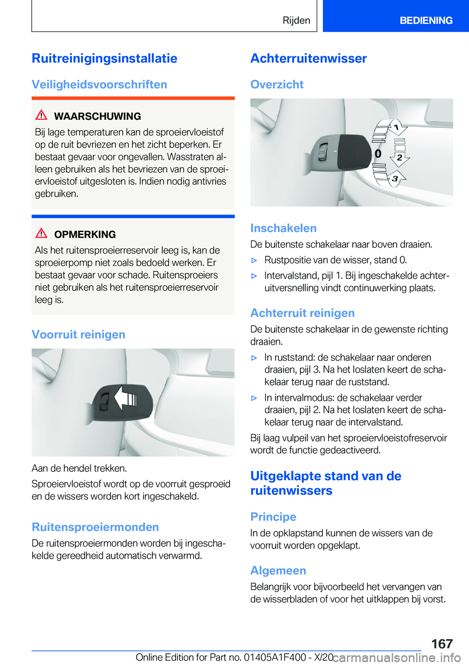 BMW X5 2021  Instructieboekjes (in Dutch) �R�u�i�t�r�e�i�n�i�g�i�n�g�s�i�n�s�t�a�l�l�a�t�i�e
�V�e�i�l�i�g�h�e�i�d�s�v�o�o�r�s�c�h�r�i�f�t�e�n
�W�A�A�R�S�C�H�U�W�I�N�G
�B�i�j��l�a�g�e��t�e�m�p�e�r�a�t�u�r�e�n��k�a�n��d�e��s�p�r�o�e�i�e�r�