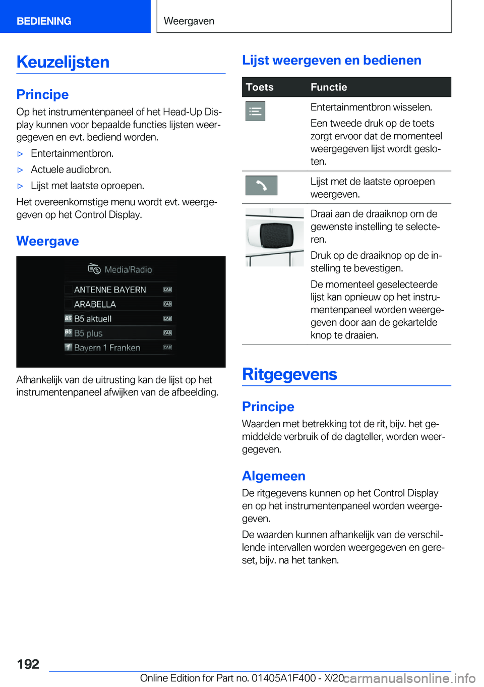 BMW X5 2021  Instructieboekjes (in Dutch) �K�e�u�z�e�l�i�j�s�t�e�n
�P�r�i�n�c�i�p�e
�O�p��h�e�t��i�n�s�t�r�u�m�e�n�t�e�n�p�a�n�e�e�l��o�f��h�e�t��H�e�a�d�-�U�p��D�i�sj �p�l�a�y��k�u�n�n�e�n��v�o�o�r��b�e�p�a�a�l�d�e��f�u�n�c�t�i�e�