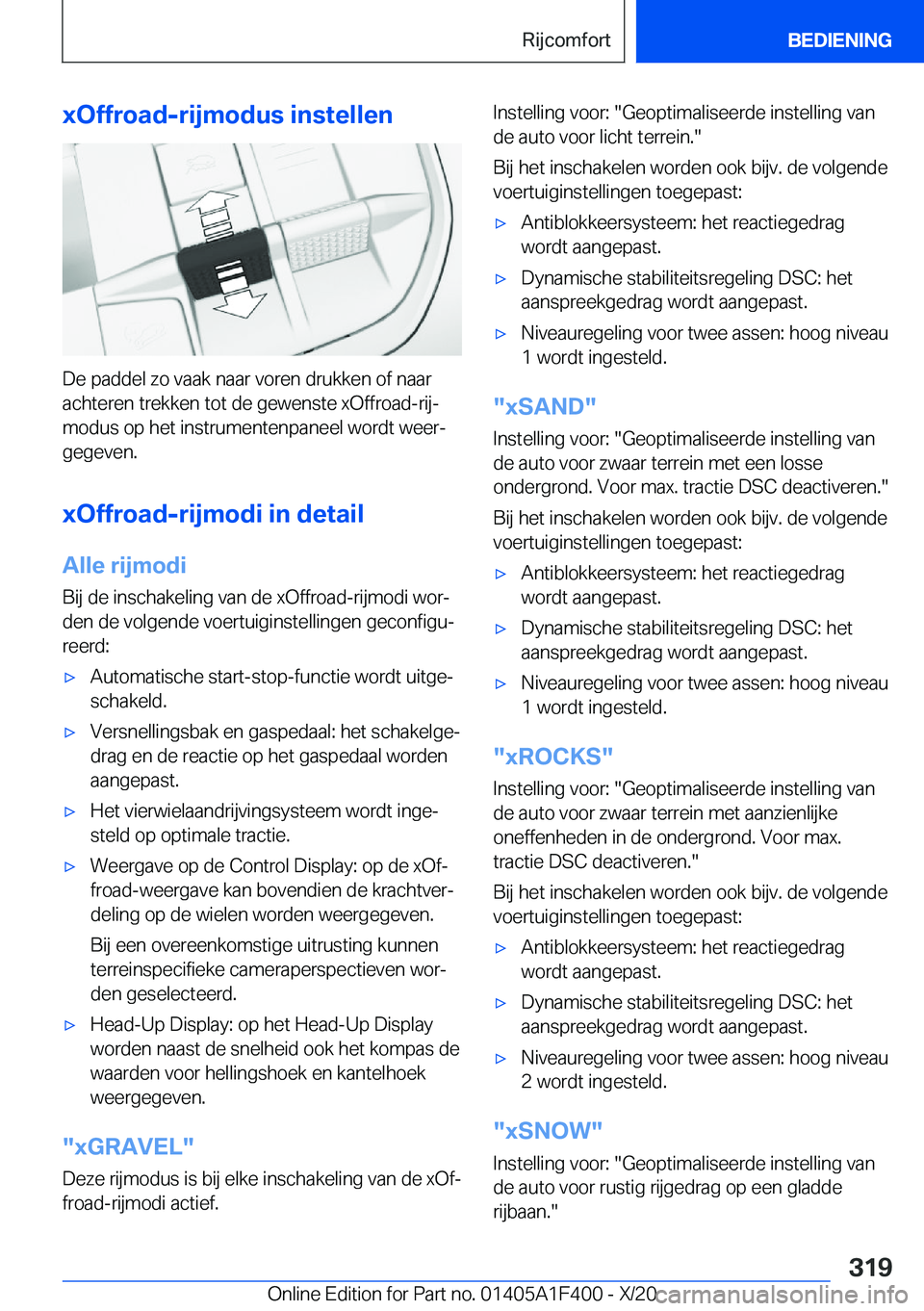 BMW X5 2021  Instructieboekjes (in Dutch) �x�O�f�f�r�o�a�d�-�r�i�j�m�o�d�u�s��i�n�s�t�e�l�l�e�n
�D�e��p�a�d�d�e�l��z�o��v�a�a�k��n�a�a�r��v�o�r�e�n��d�r�u�k�k�e�n��o�f��n�a�a�r�a�c�h�t�e�r�e�n��t�r�e�k�k�e�n��t�o�t��d�e��g�e�w�e�