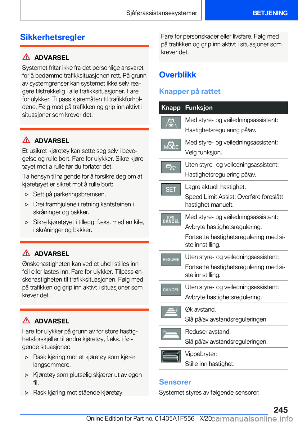 BMW X5 2021  InstruksjonsbØker (in Norwegian) �S�i�k�k�e�r�h�e�t�s�r�e�g�l�e�r
�A�D�V�A�R�S�E�L
�S�y�s�t�e�m�e�t��f�r�i�t�a�r��i�k�k�e��f�r�a��d�e�t��p�e�r�s�o�n�l�i�g�e��a�n�s�v�a�r�e�t
�f�o�r��å��b�e�d�