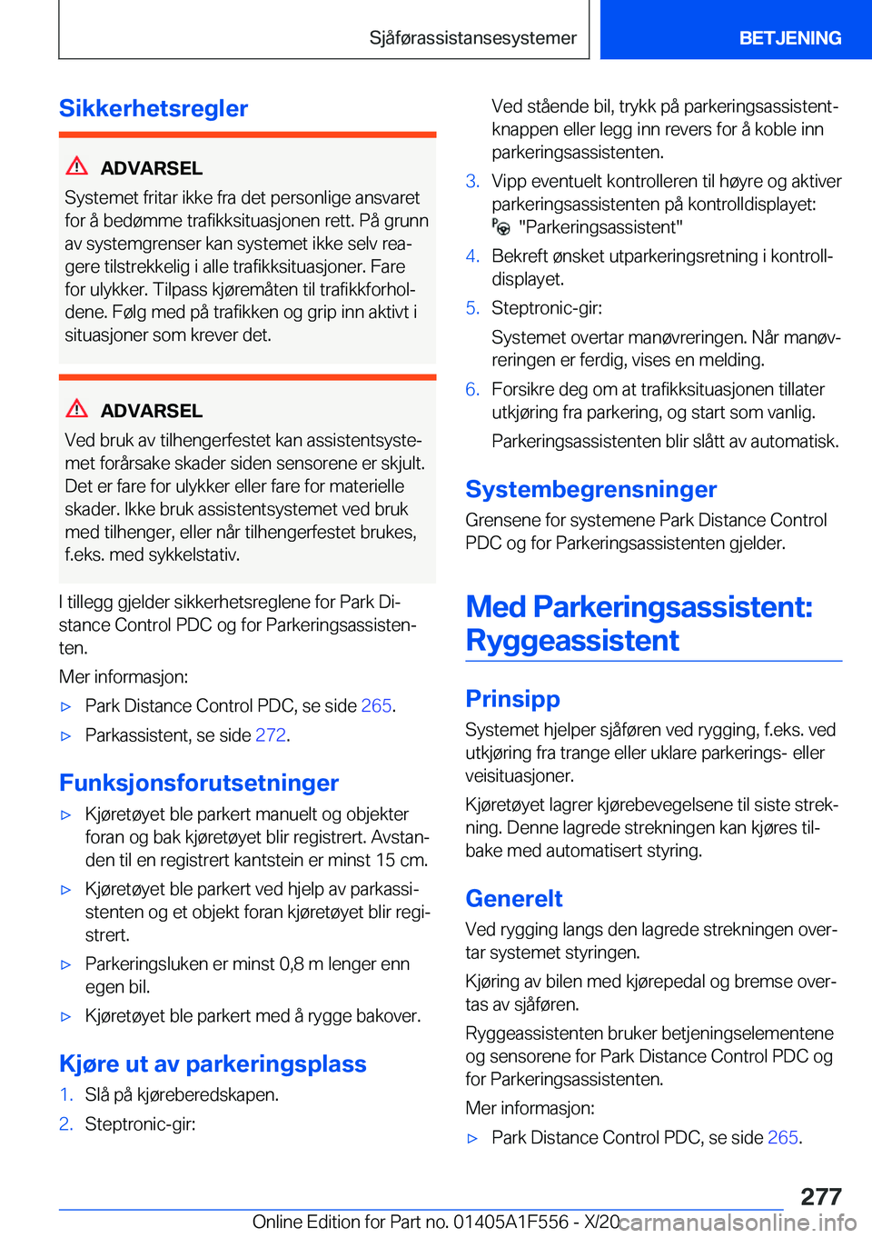 BMW X5 2021  InstruksjonsbØker (in Norwegian) �S�i�k�k�e�r�h�e�t�s�r�e�g�l�e�r
�A�D�V�A�R�S�E�L
�S�y�s�t�e�m�e�t��f�r�i�t�a�r��i�k�k�e��f�r�a��d�e�t��p�e�r�s�o�n�l�i�g�e��a�n�s�v�a�r�e�t
�f�o�r��å��b�e�d�