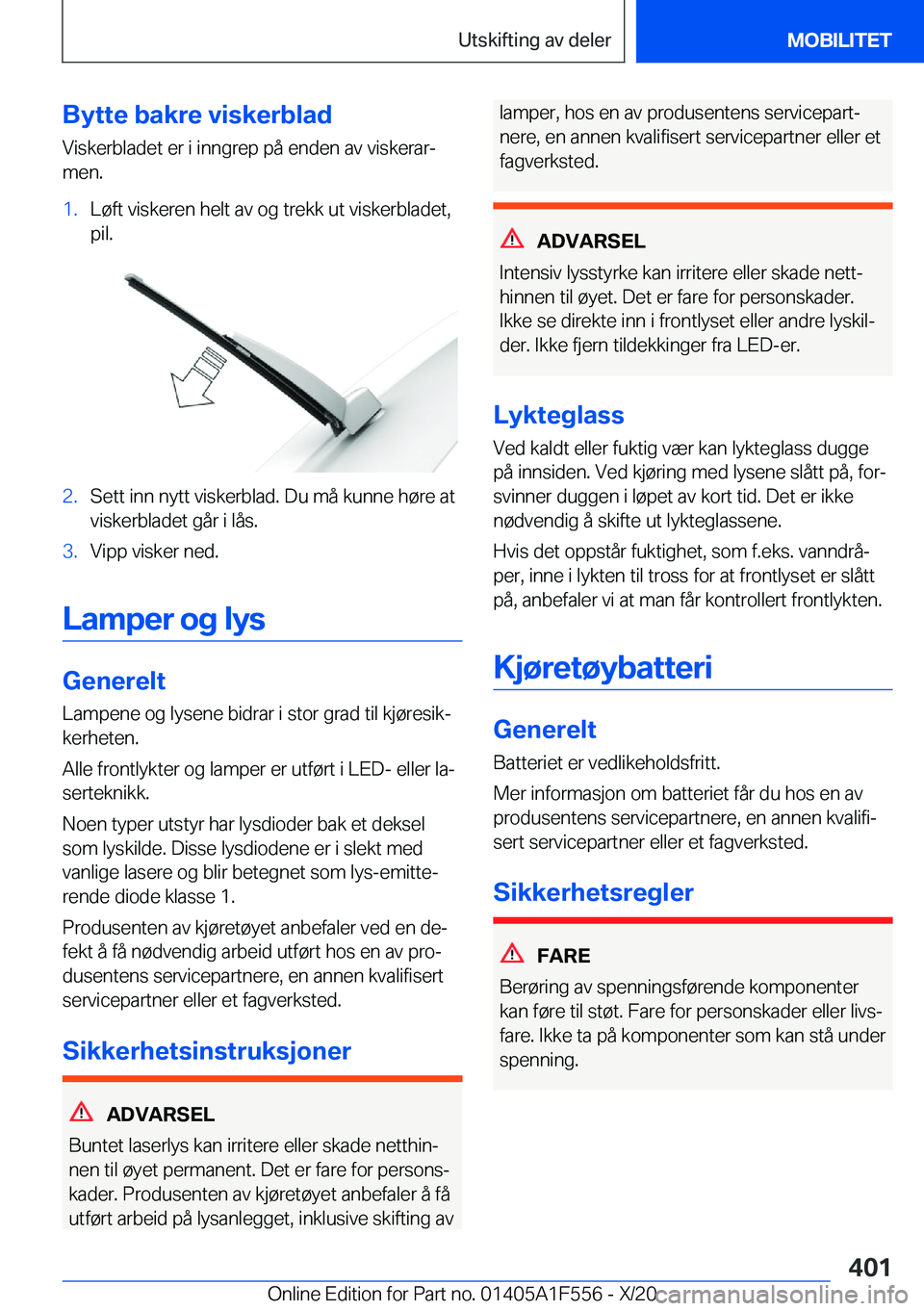 BMW X5 2021  InstruksjonsbØker (in Norwegian) �B�y�t�t�e��b�a�k�r�e��v�i�s�k�e�r�b�l�a�d
�V�i�s�k�e�r�b�l�a�d�e�t��e�r��i��i�n�n�g�r�e�p��p�å��e�n�d�e�n��a�v��v�i�s�k�e�r�a�rj
�m�e�n�.�1�.�L�