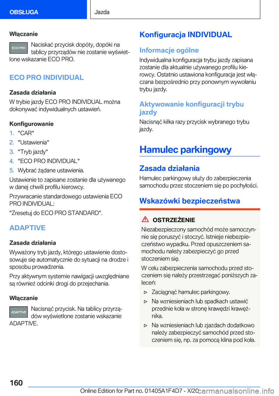 BMW X5 2021  Instrukcja obsługi (in Polish) �W�ł�ą�c�z�a�n�i�e�N�a�c�i�s�k�a�