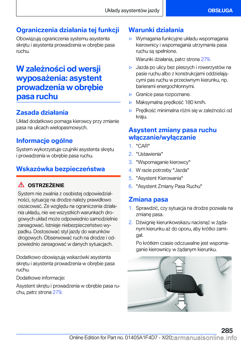 BMW X5 2021  Instrukcja obsługi (in Polish) �O�g�r�a�n�i�c�z�e�n�i�a��d�z�i�a�ł�a�n�i�a��t�e�j��f�u�n�k�c�j�i
�O�b�o�w�i�