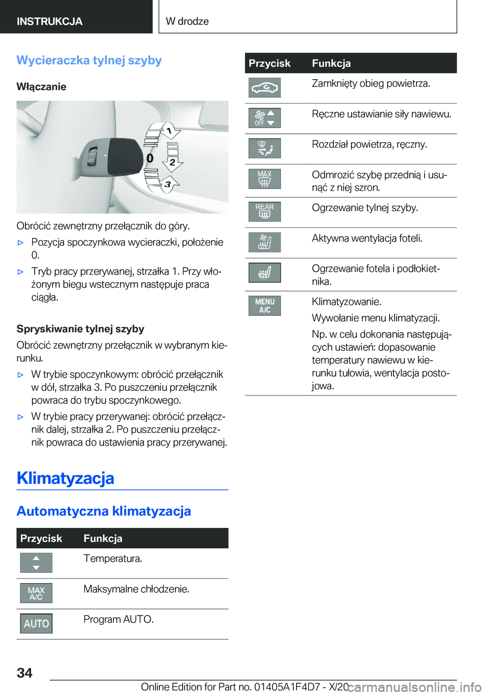 BMW X5 2021  Instrukcja obsługi (in Polish) �W�y�c�i�e�r�a�c�z�k�a��t�y�l�n�e�j��s�z�y�b�y�W�ł�ą�c�z�a�n�i�e
�O�b�r�