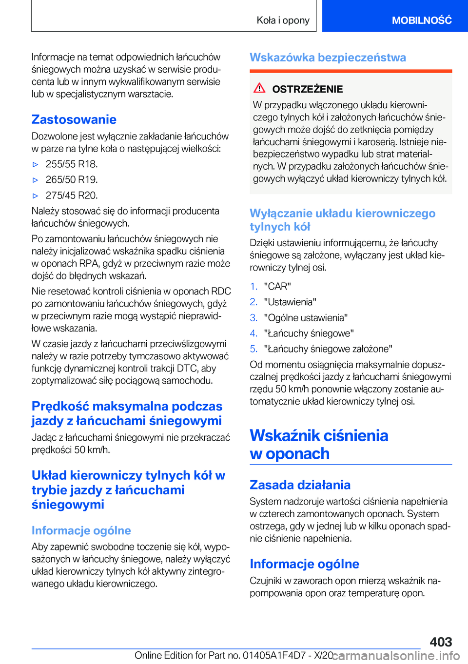 BMW X5 2021  Instrukcja obsługi (in Polish) �I�n�f�o�r�m�a�c�j�e��n�a��t�e�m�a�t��o�d�p�o�w�i�e�d�n�i�c�h��ł�a�