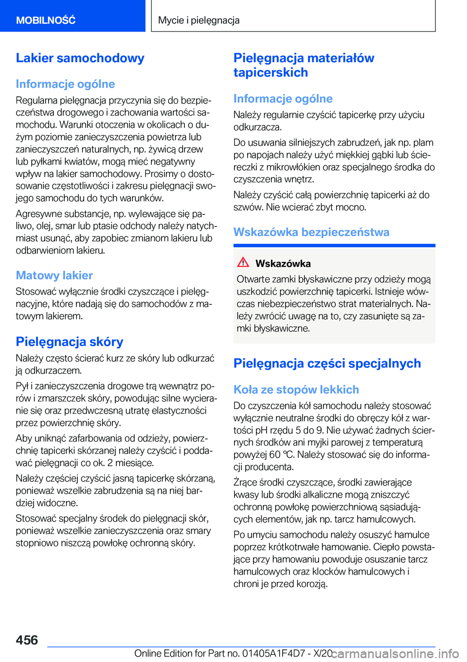BMW X5 2021  Instrukcja obsługi (in Polish) �L�a�k�i�e�r��s�a�m�o�c�h�o�d�o�w�y�I�n�f�o�r�m�a�c�j�e��o�g�