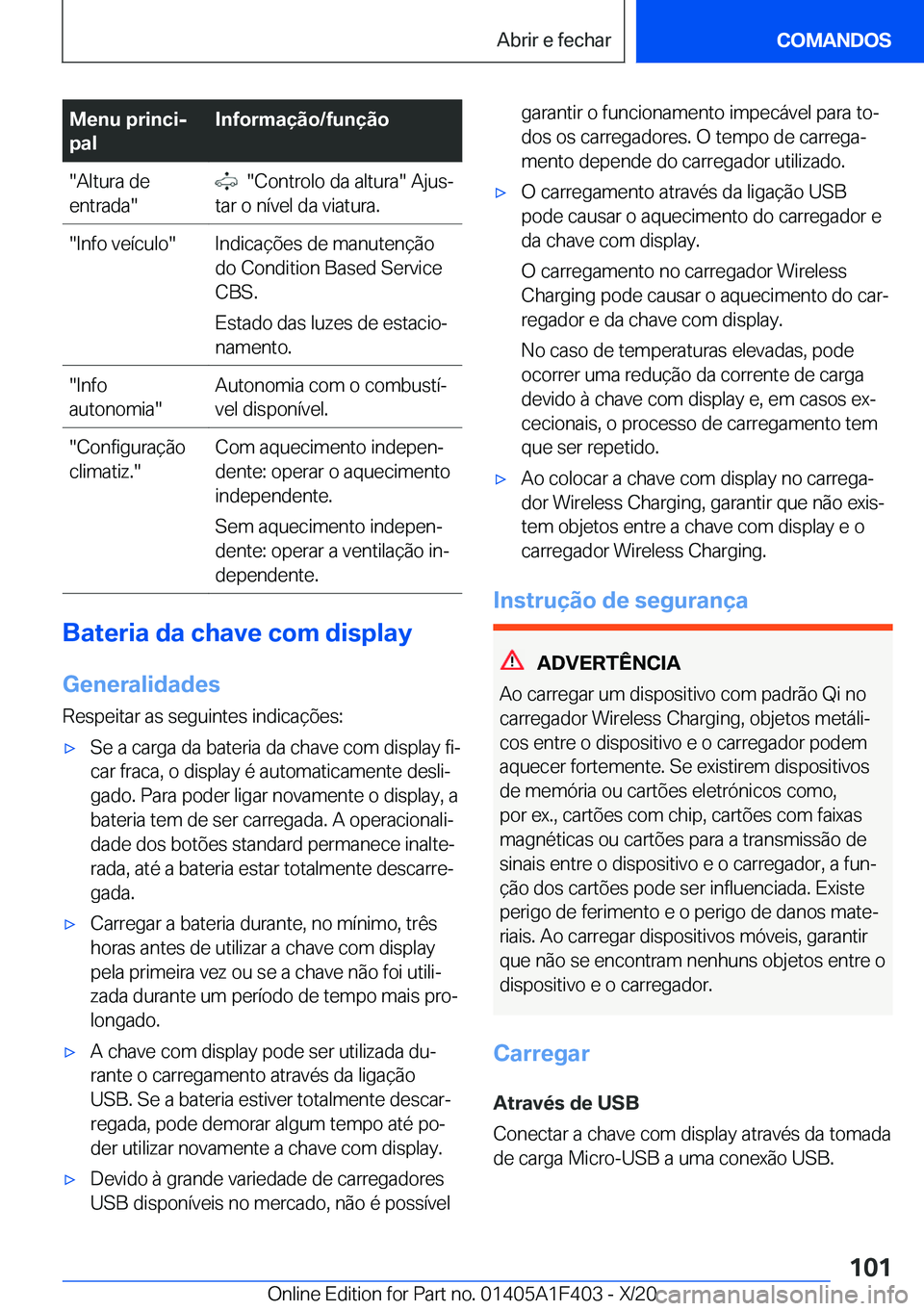 BMW X5 2021  Manual do condutor (in Portuguese) �M�e�n�u��p�r�i�n�c�ij
�p�a�l�I�n�f�o�r�m�a�