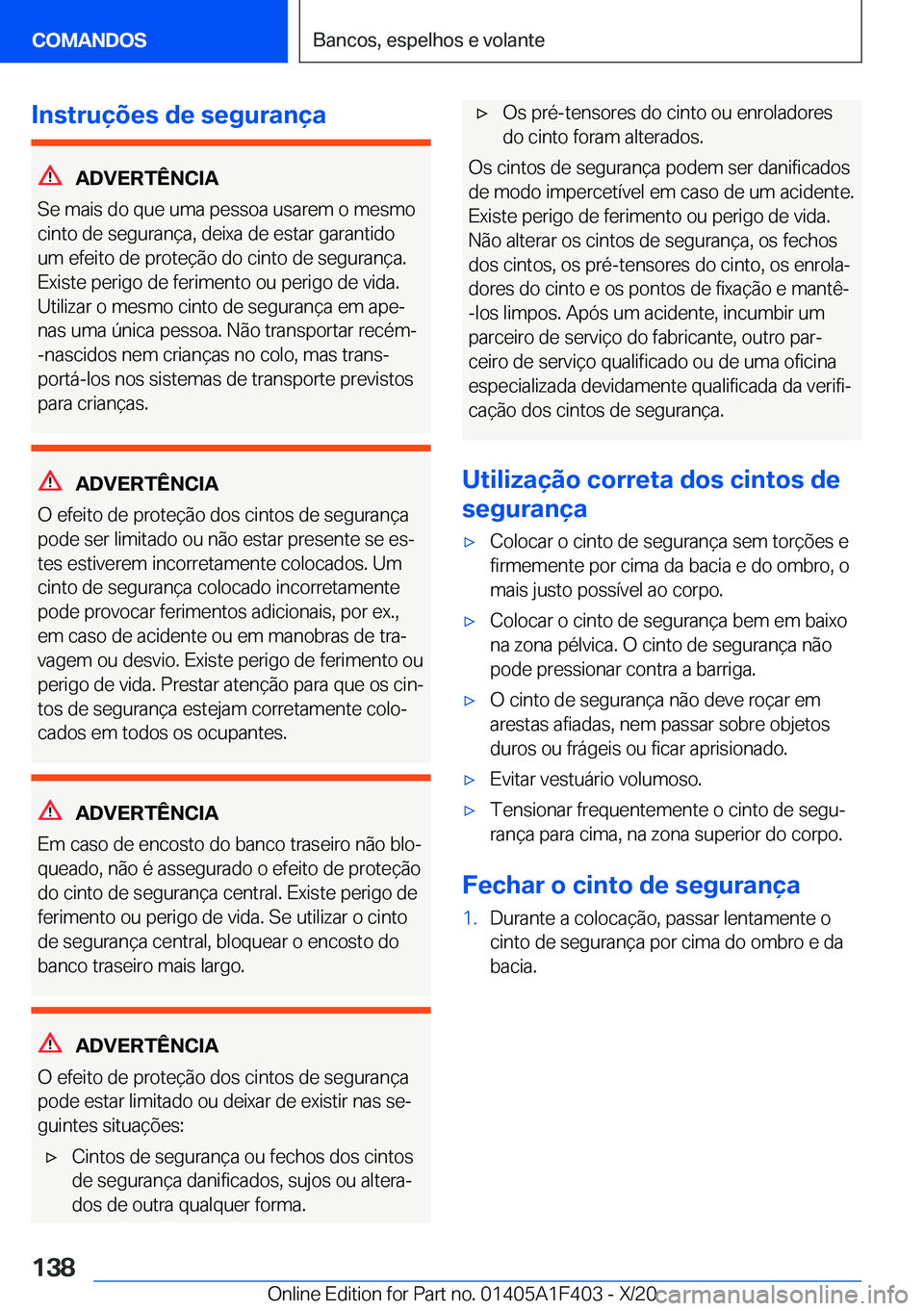 BMW X5 2021  Manual do condutor (in Portuguese) �I�n�s�t�r�u�