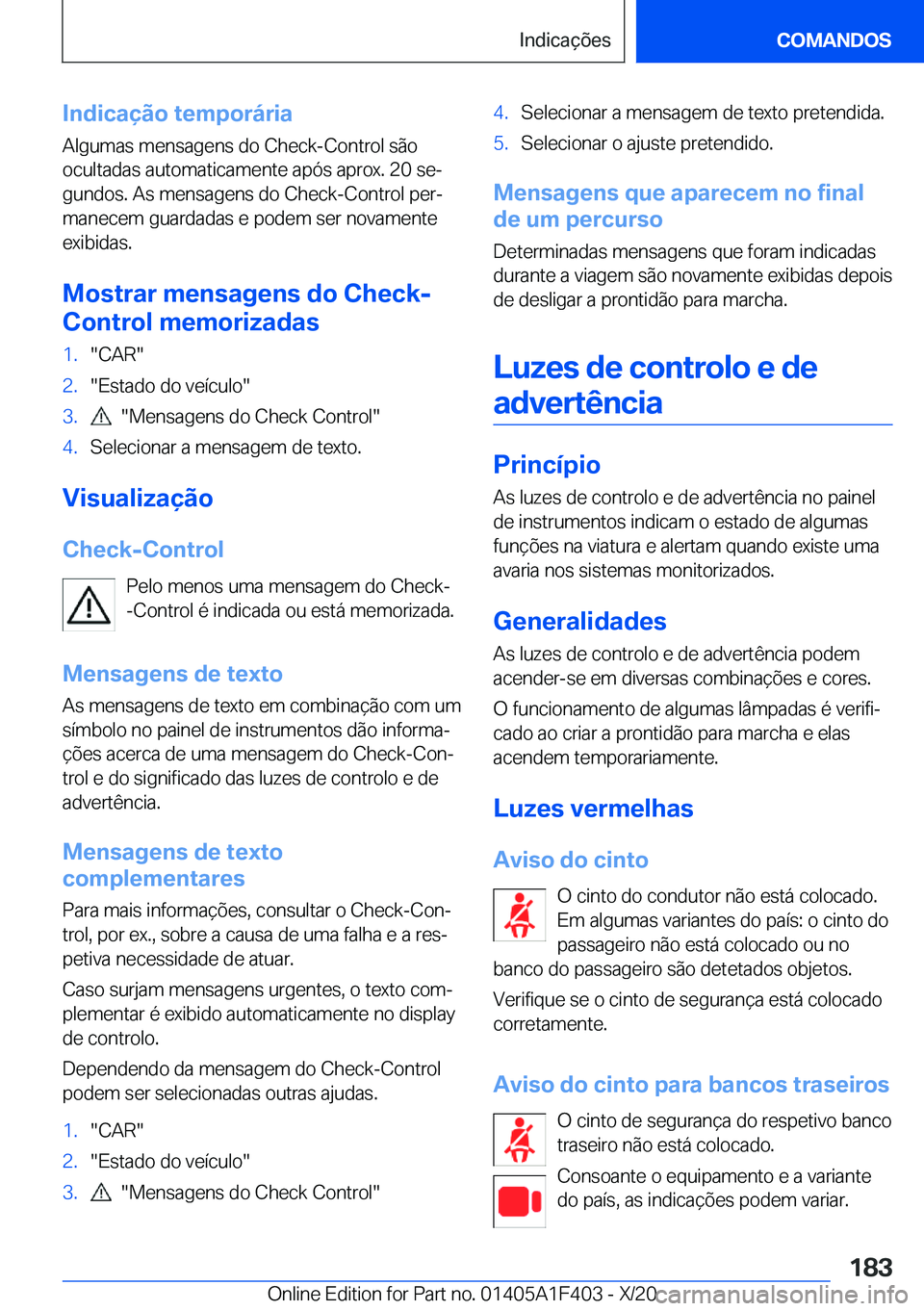 BMW X5 2021  Manual do condutor (in Portuguese) �I�n�d�i�c�a�