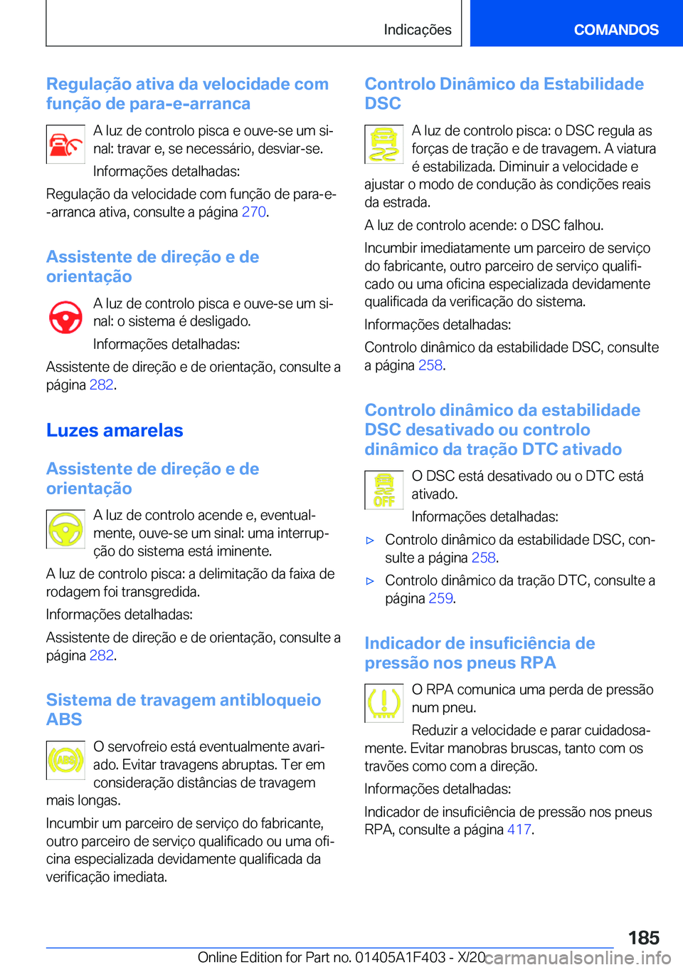 BMW X5 2021  Manual do condutor (in Portuguese) �R�e�g�u�l�a�