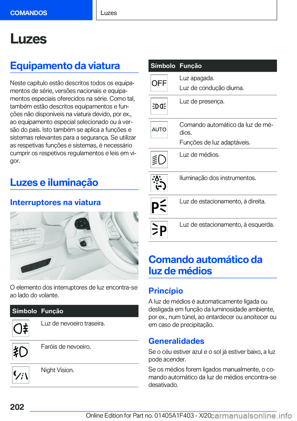 BMW X5 2021  Manual do condutor (in Portuguese) �L�u�z�e�s�E�q�u�i�p�a�m�e�n�t�o��d�a��v�i�a�t�u�r�a
�N�e�s�t�e��c�a�p�