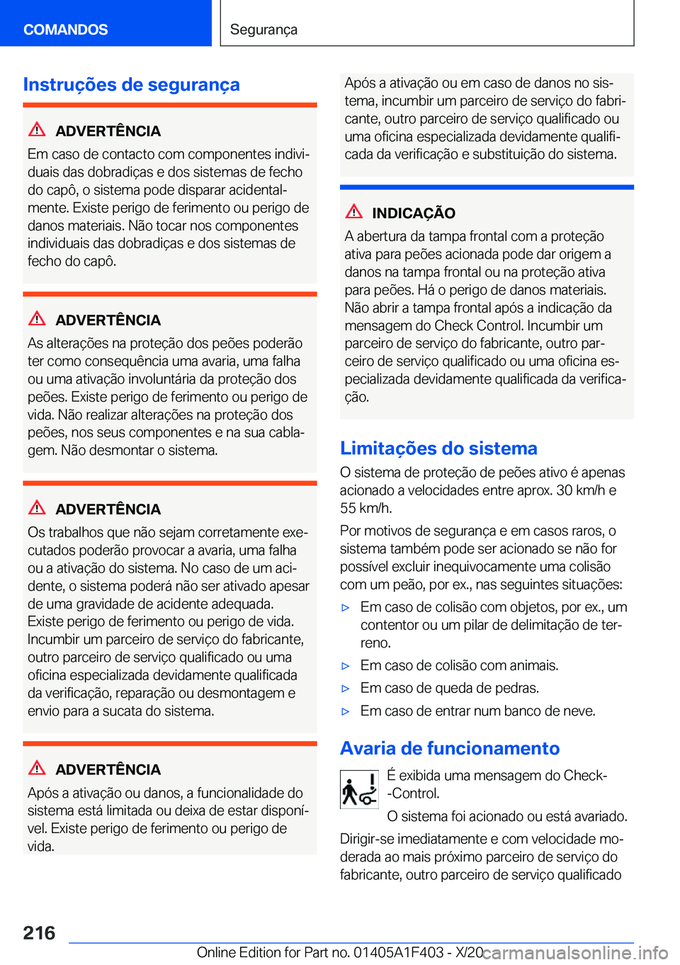 BMW X5 2021  Manual do condutor (in Portuguese) �I�n�s�t�r�u�