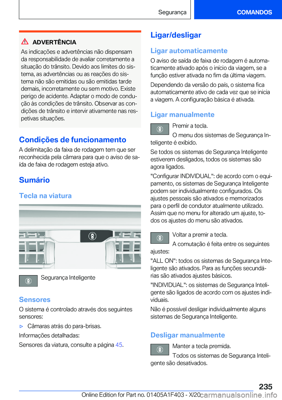BMW X5 2021  Manual do condutor (in Portuguese) �A�D�V�E�R�T�