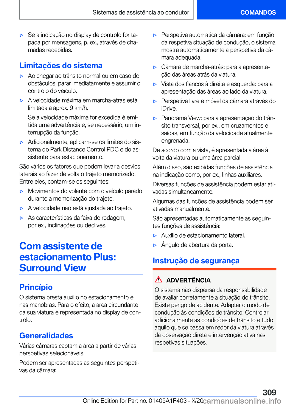 BMW X5 2021  Manual do condutor (in Portuguese) x�S�e��a��i�n�d�i�c�a�