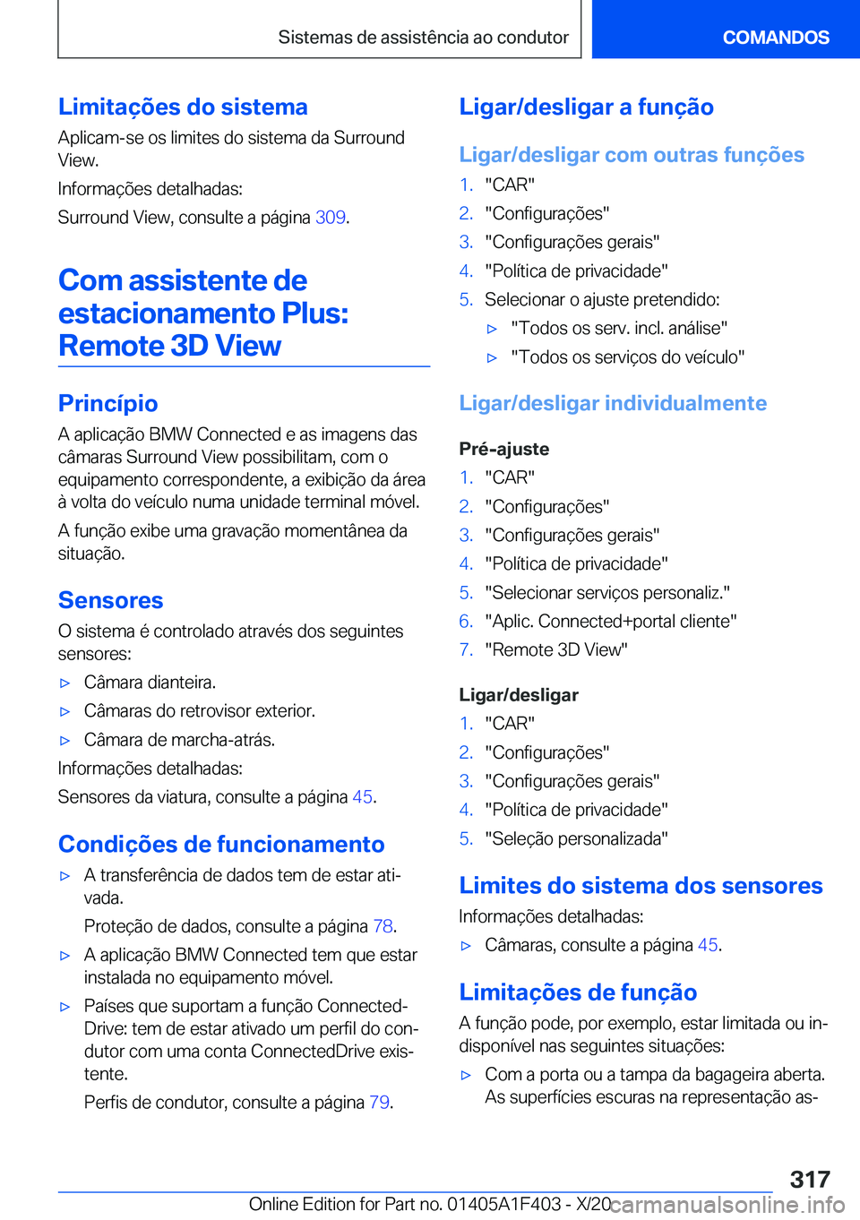 BMW X5 2021  Manual do condutor (in Portuguese) �L�i�m�i�t�a�