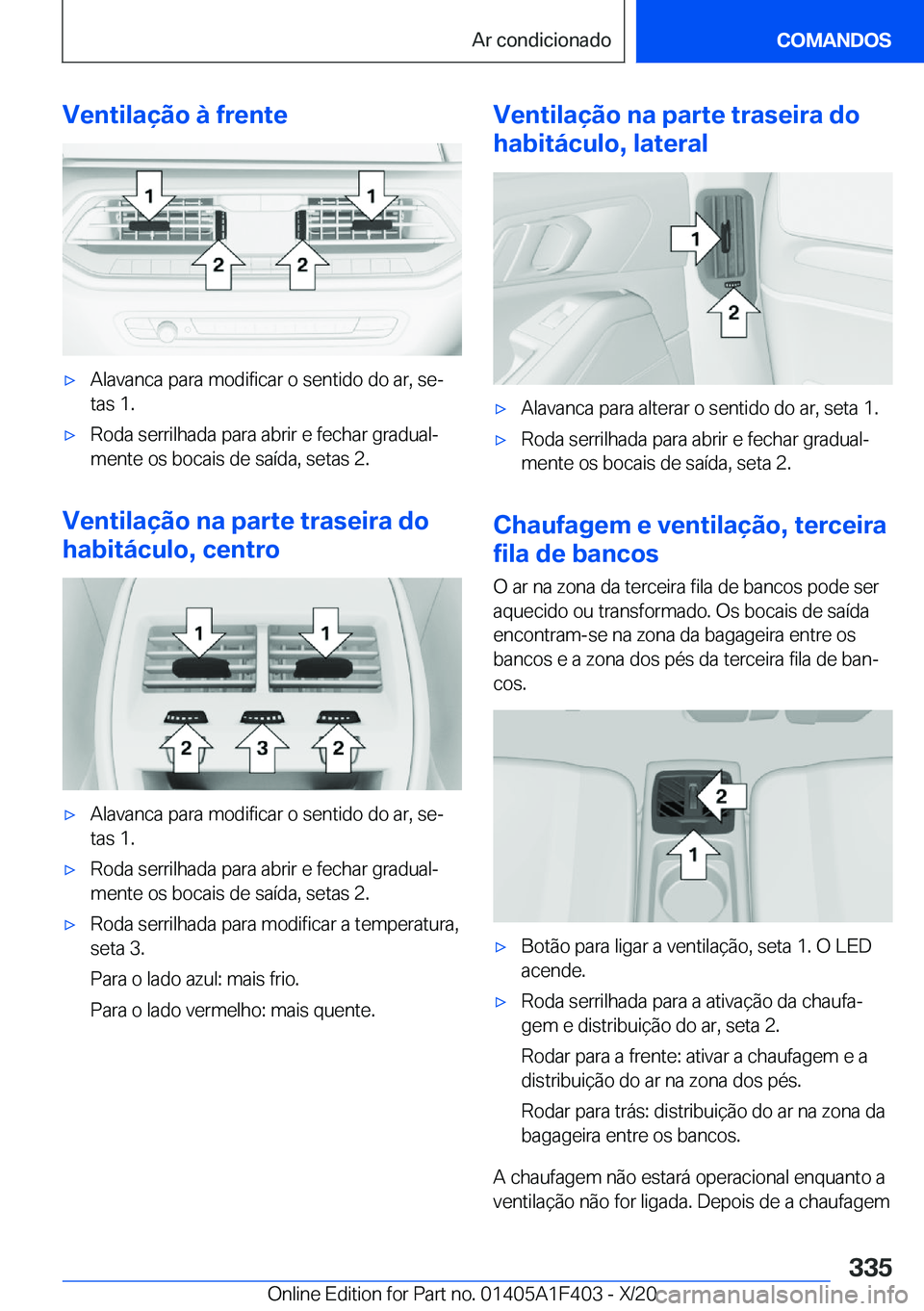 BMW X5 2021  Manual do condutor (in Portuguese) �V�e�n�t�i�l�a�