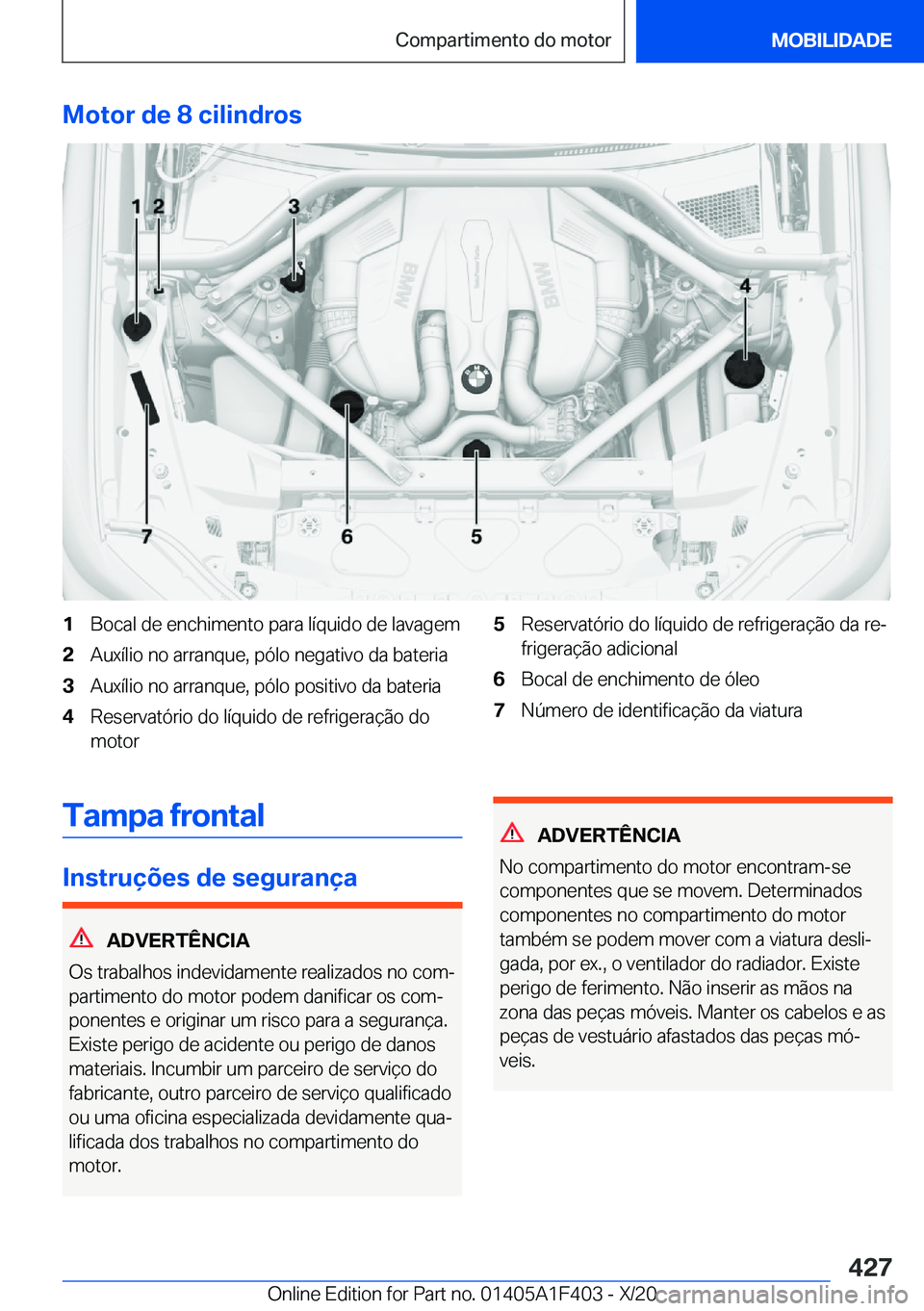 BMW X5 2021  Manual do condutor (in Portuguese) �M�o�t�o�r��d�e��8��c�i�l�i�n�d�r�o�s�1�B�o�c�a�l��d�e��e�n�c�h�i�m�e�n�t�o��p�a�r�a��l�