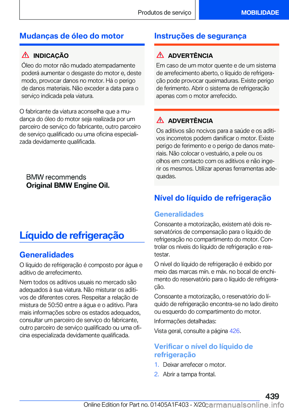 BMW X5 2021  Manual do condutor (in Portuguese) �M�u�d�a�n�