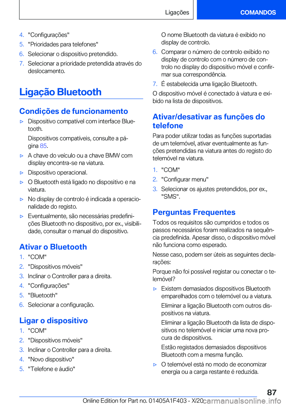 BMW X5 2021  Manual do condutor (in Portuguese) �4�.��C�o�n�f�i�g�u�r�a�