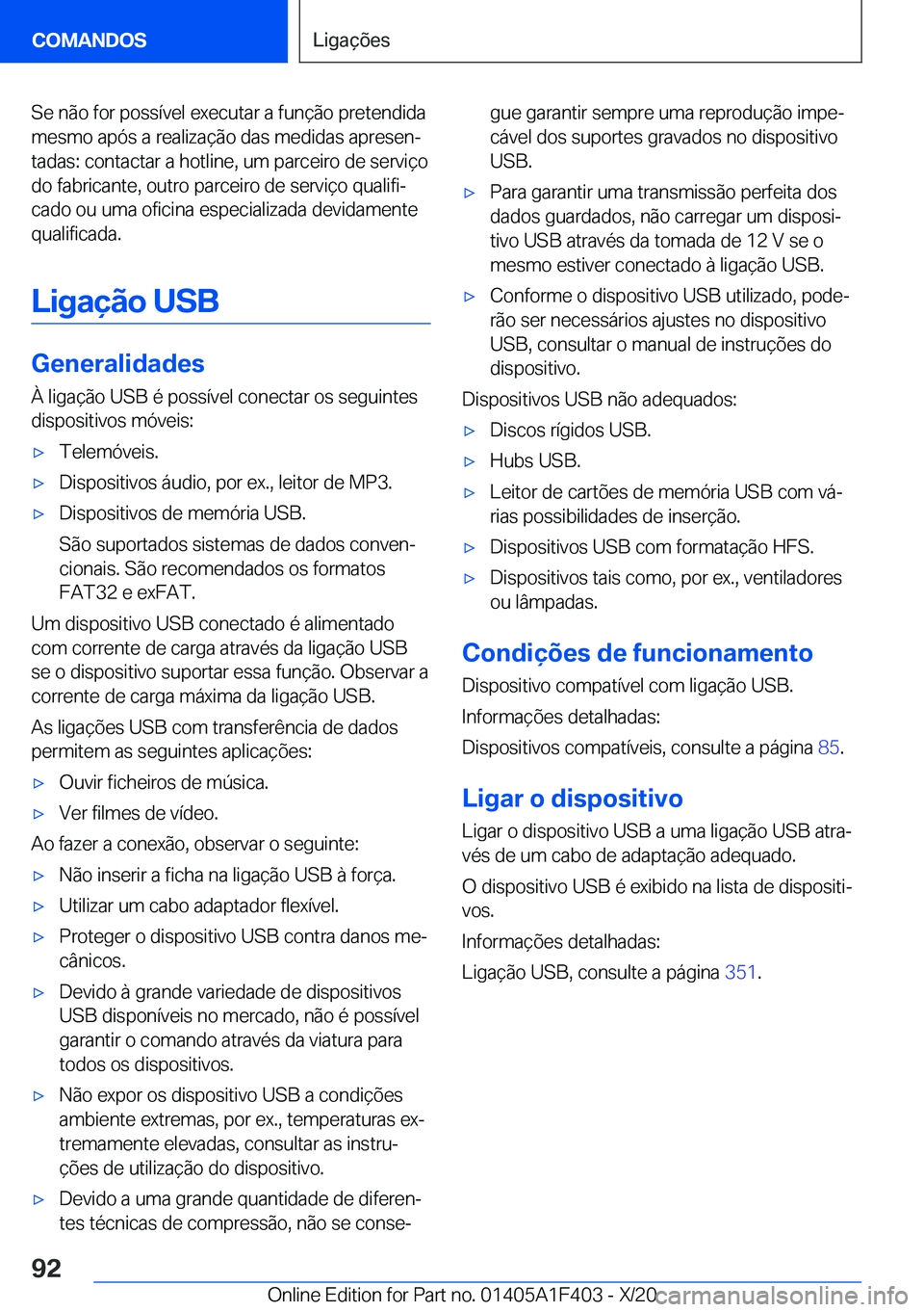 BMW X5 2021  Manual do condutor (in Portuguese) �S�e��n�ã�o��f�o�r��p�o�s�s�