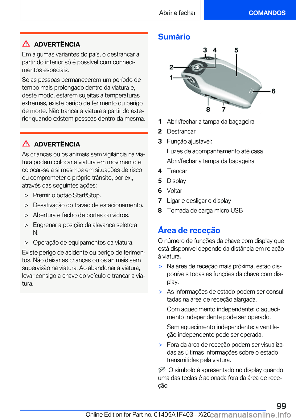 BMW X5 2021  Manual do condutor (in Portuguese) �A�D�V�E�R�T�