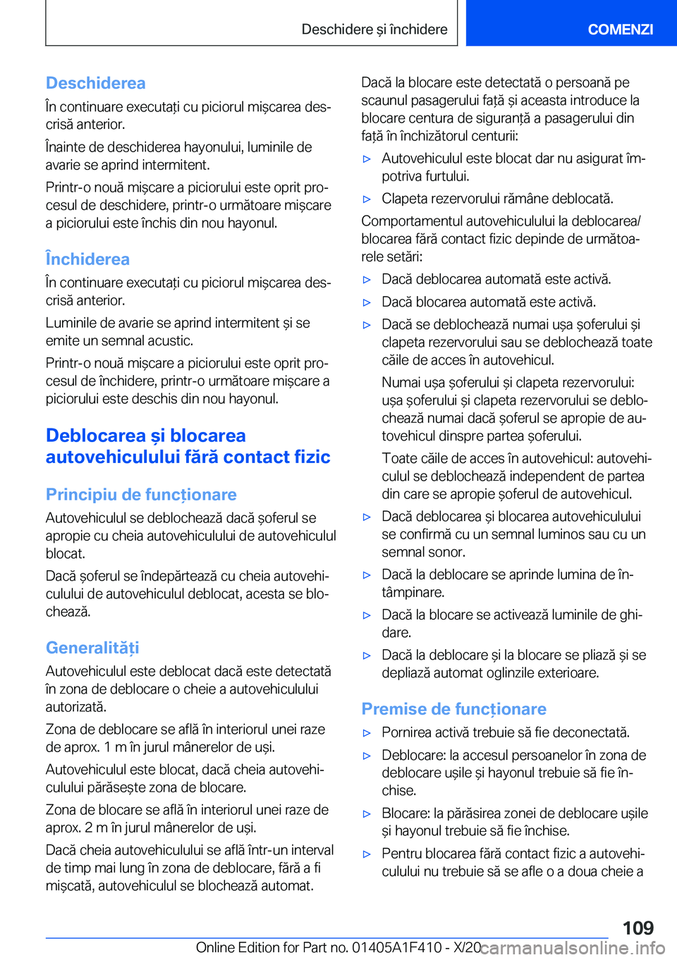 BMW X5 2021  Ghiduri De Utilizare (in Romanian) �D�e�s�c�h�i�d�e�r�e�a�