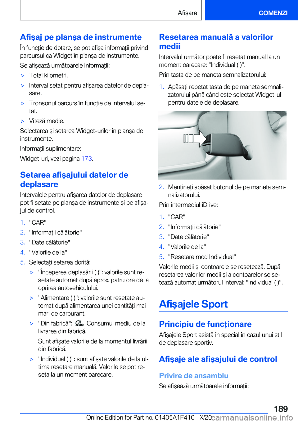 BMW X5 2021  Ghiduri De Utilizare (in Romanian) �A�f�i&�a�j��p�e��p�l�a�n&�a��d�e��i�n�s�t�r�u�m�e�n�t�e�