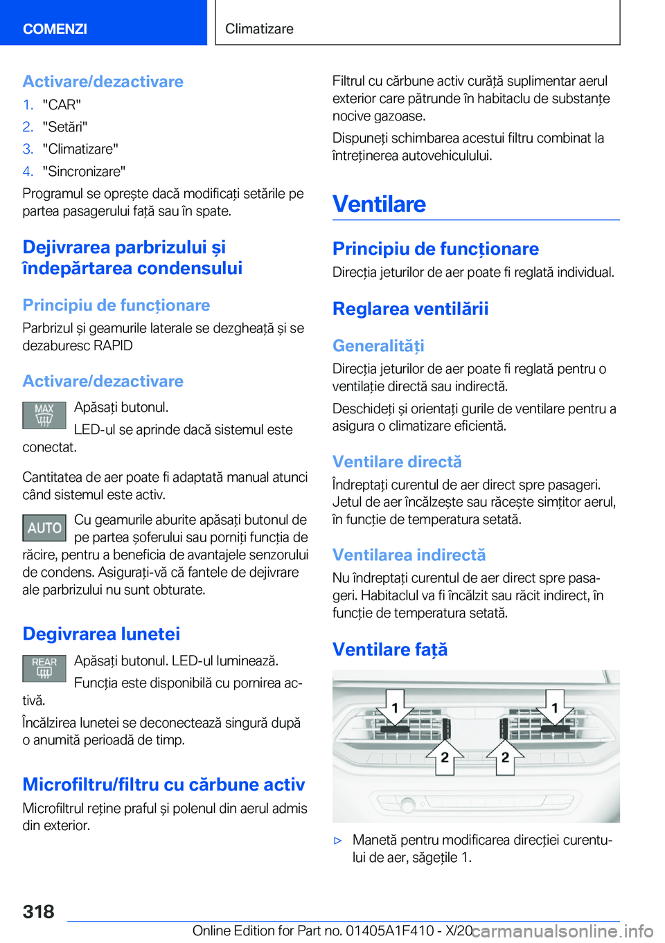 BMW X5 2021  Ghiduri De Utilizare (in Romanian) �A�c�t�i�v�a�r�e�/�d�e�z�a�c�t�i�v�a�r�e�1�.��C�A�R��2�.��S�e�t�ă�r�i��3�.��C�l�i�m�a�t�i�z�a�r�e��4�.��S�i�n�c�r�o�n�i�z�a�r�e�
�P�r�o�g�r�a�m�u�l��s�e��o�p�r�e&�t�e��d�a�c�ă��m�o�d�i�