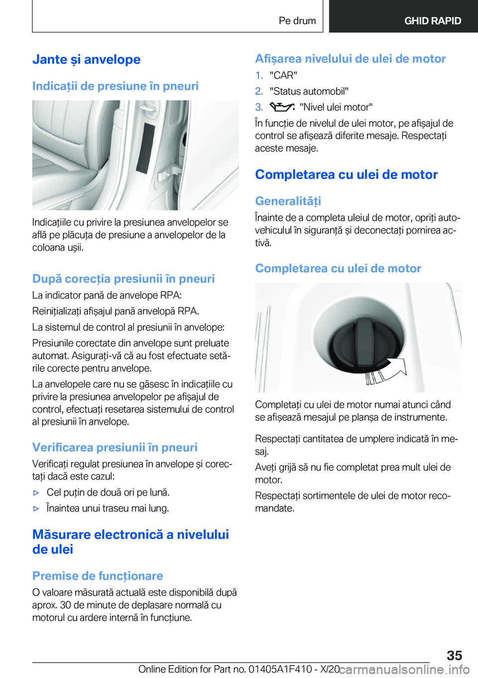 BMW X5 2021  Ghiduri De Utilizare (in Romanian) �J�a�n�t�e�&�i��a�n�v�e�l�o�p�e�I�n�d�i�c�a�i�i��d�e��p�r�e�s�i�u�n�e��