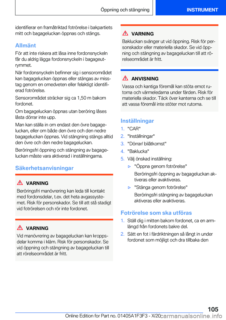 BMW X5 2021  InstruktionsbÖcker (in Swedish) �i�d�e�n�t�i�f�i�e�r�a�r��e�n��f�r�a�m�å�t�r�i�k�t�a�d��f�o�t�r�