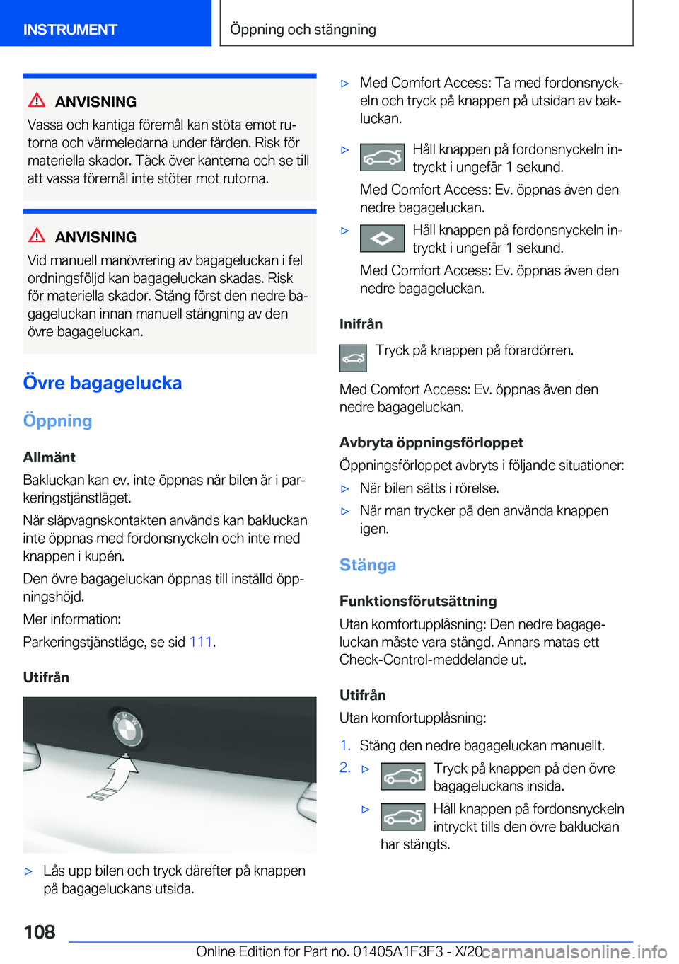 BMW X5 2021  InstruktionsbÖcker (in Swedish) �A�N�V�I�S�N�I�N�G
�V�a�s�s�a��o�c�h��k�a�n�t�i�g�a��f�