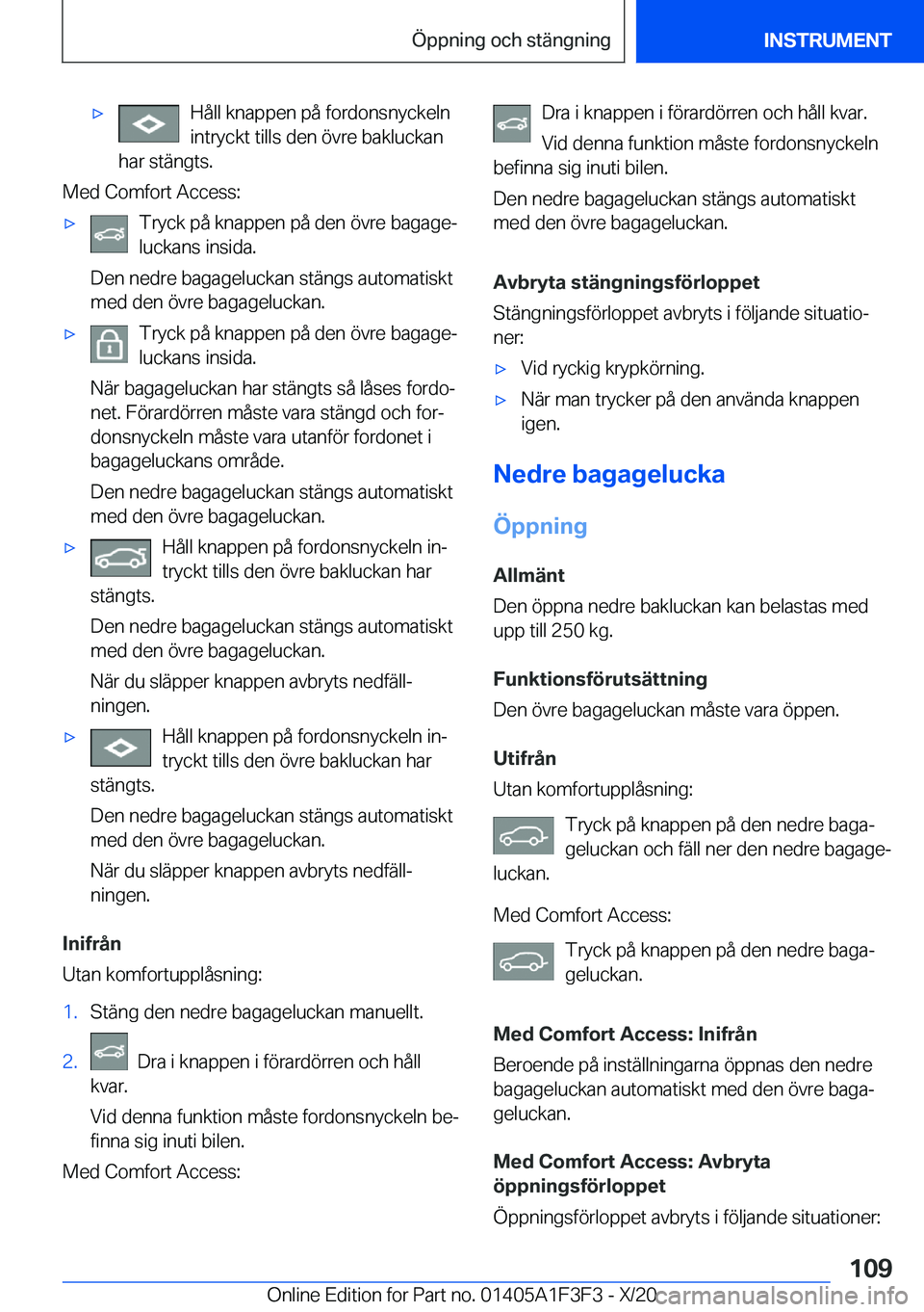 BMW X5 2021  InstruktionsbÖcker (in Swedish) 'x�H�å�l�l��k�n�a�p�p�e�n��p�å��f�o�r�d�o�n�s�n�y�c�k�e�l�n
�i�n�t�r�y�c�k�t��t�i�l�l�s��d�e�n��