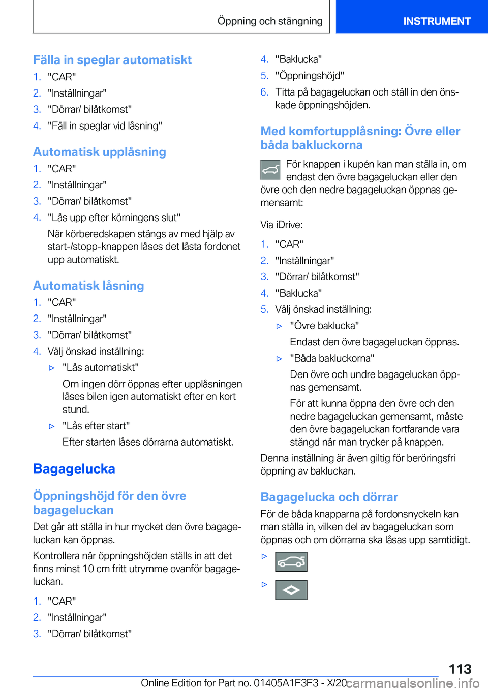 BMW X5 2021  InstruktionsbÖcker (in Swedish) �F�ä�l�l�a��i�n��s�p�e�g�l�a�r��a�u�t�o�m�a�t�i�s�k�t�1�.��C�A�R��2�.��I�n�s�t�ä�l�l�n�i�n�g�a�r��3�.��D�