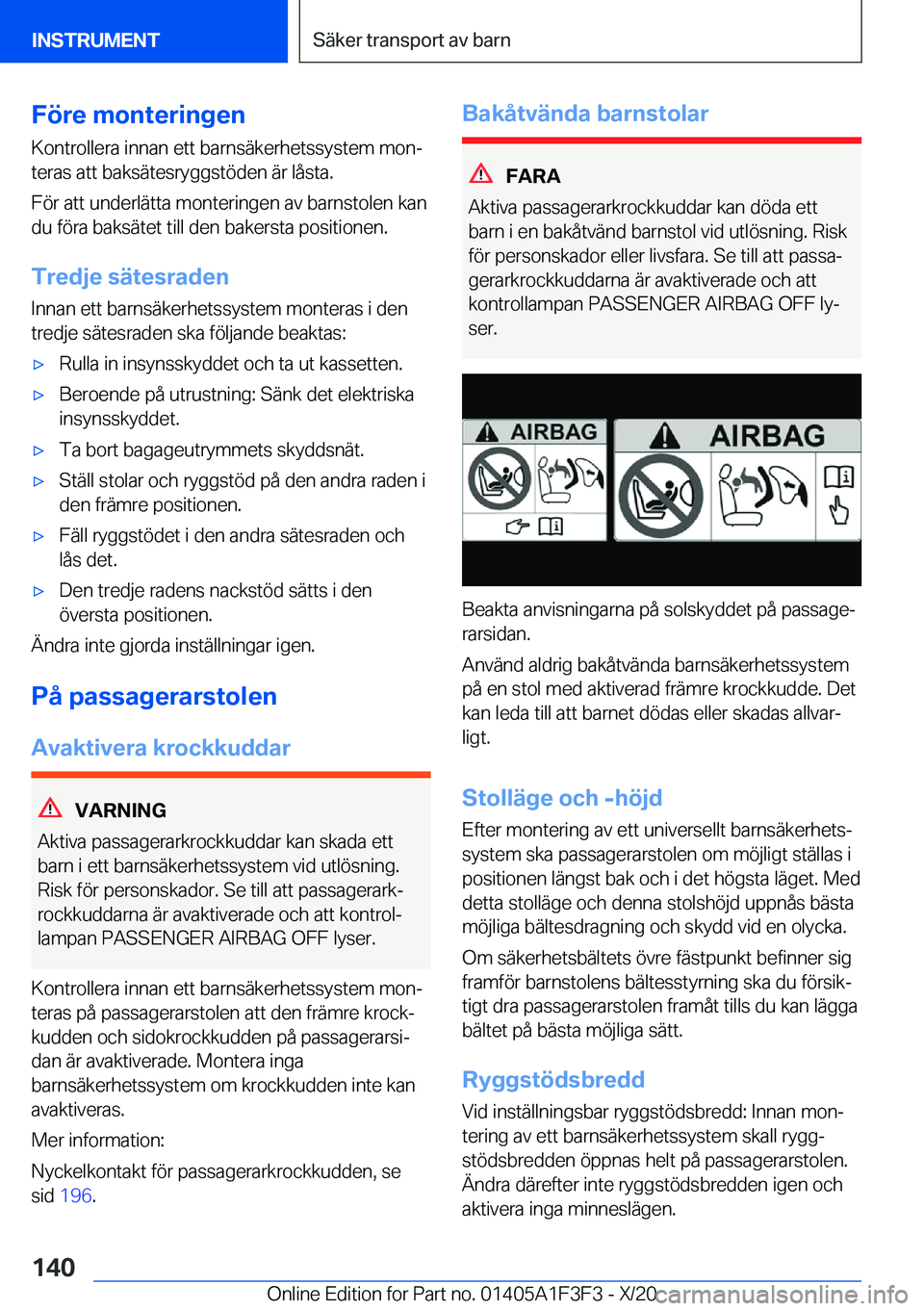 BMW X5 2021  InstruktionsbÖcker (in Swedish) �F�