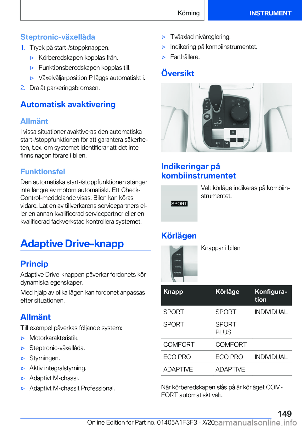 BMW X5 2021  InstruktionsbÖcker (in Swedish) �S�t�e�p�t�r�o�n�i�c�-�v�ä�x�e�l�l�å�d�a�1�.�T�r�y�c�k��p�å��s�t�a�r�t�-�/�s�t�o�p�p�k�n�a�p�p�e�n�.'x�K�