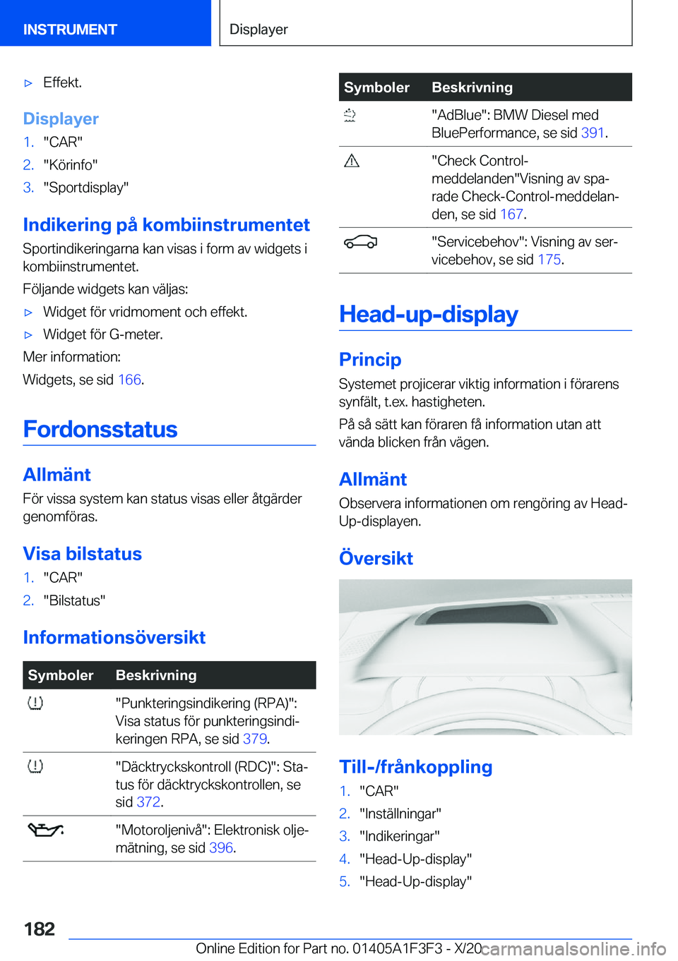 BMW X5 2021  InstruktionsbÖcker (in Swedish) 'x�E�f�f�e�k�t�.
�D�i�s�p�l�a�y�e�r
�1�.��C�A�R��2�.��K�