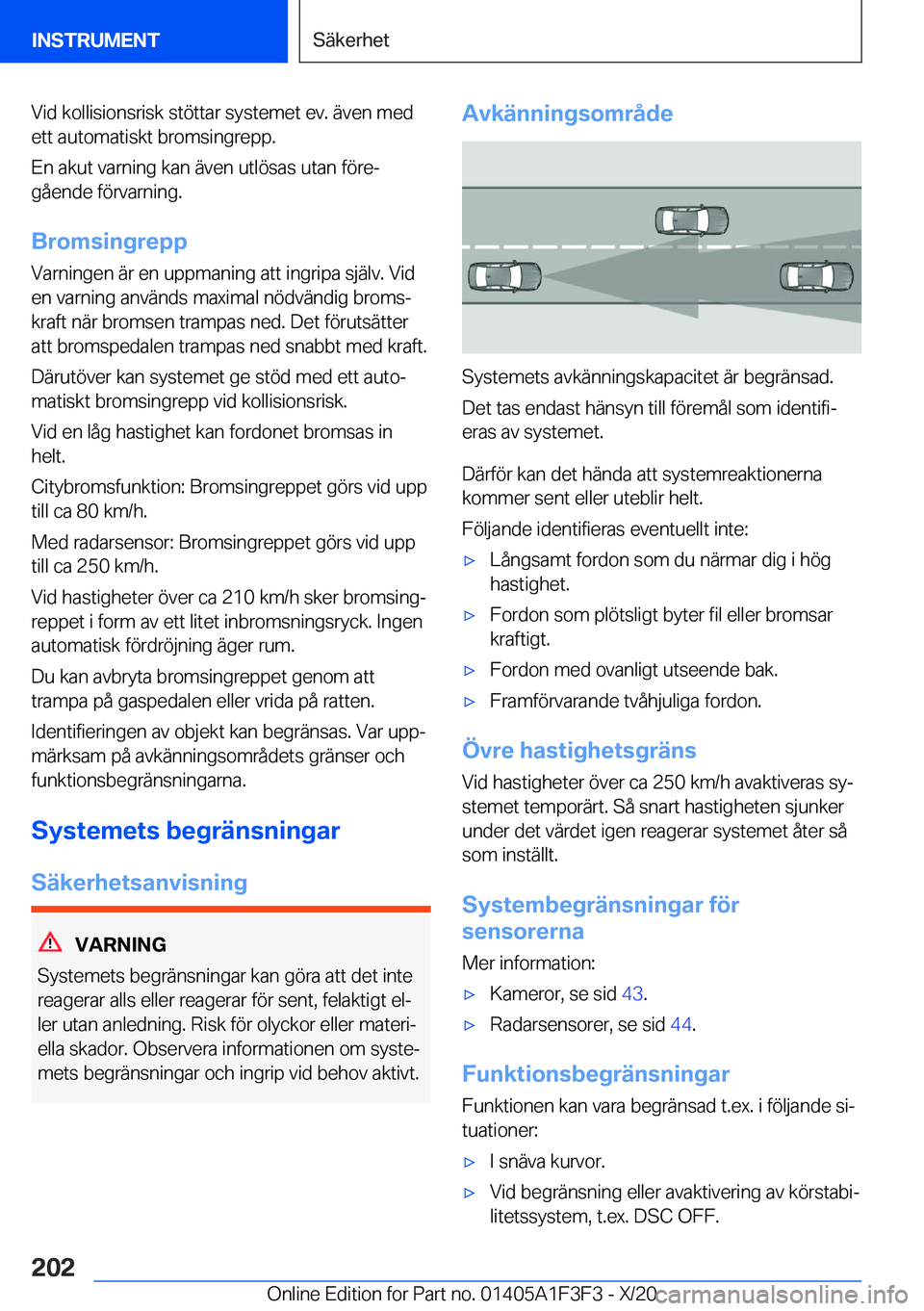 BMW X5 2021  InstruktionsbÖcker (in Swedish) �V�i�d��k�o�l�l�i�s�i�o�n�s�r�i�s�k��s�t�