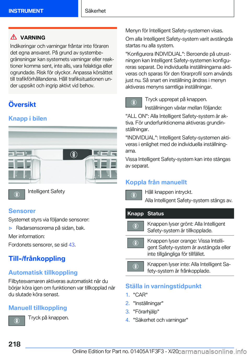 BMW X5 2021  InstruktionsbÖcker (in Swedish) �V�A�R�N�I�N�G
�I�n�d�i�k�e�r�i�n�g�a�r��o�c�h��v�a�r�n�i�n�g�a�r��f�r�å�n�t�a�r��i�n�t�e��f�