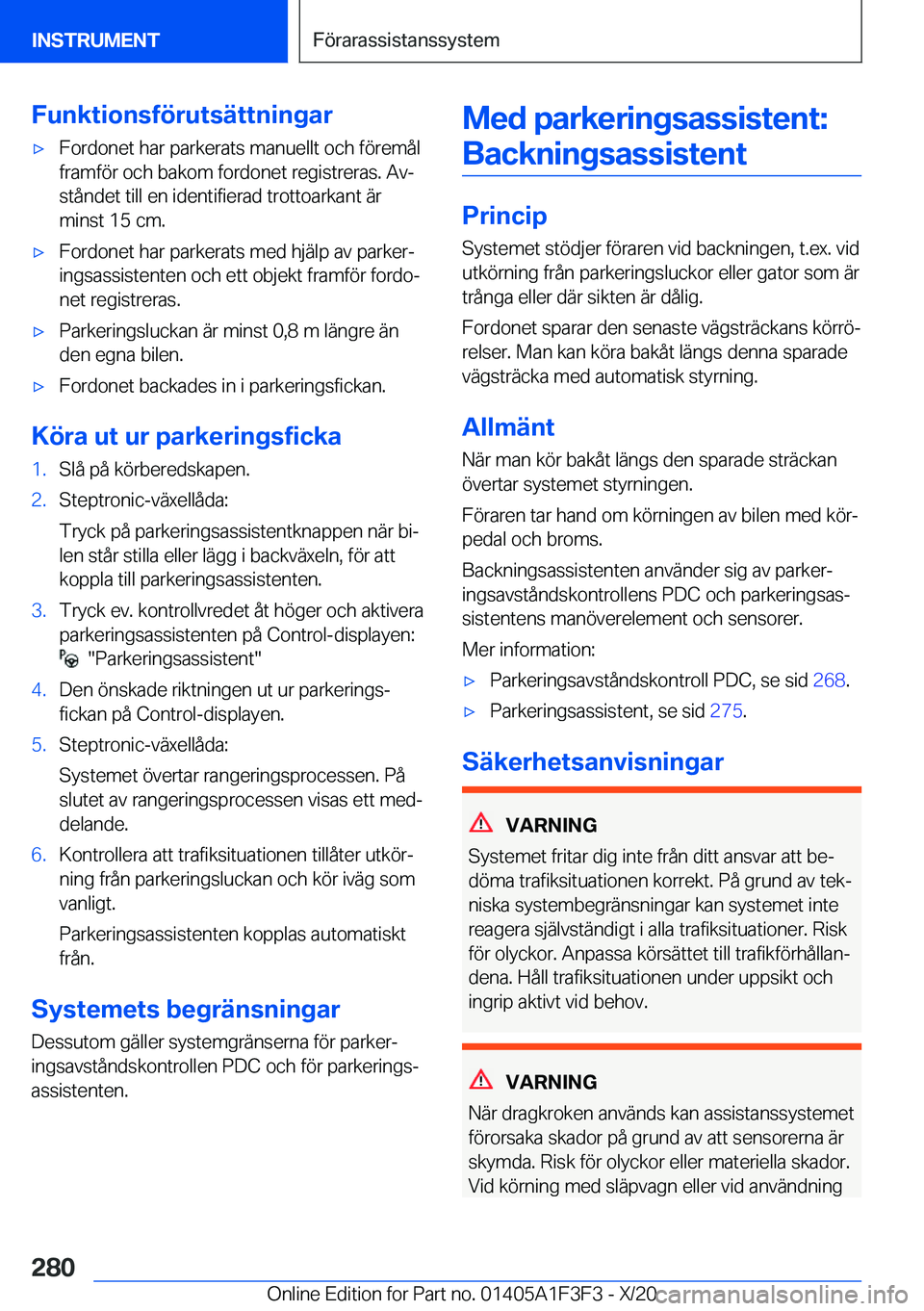 BMW X5 2021  InstruktionsbÖcker (in Swedish) �F�u�n�k�t�i�o�n�s�f�