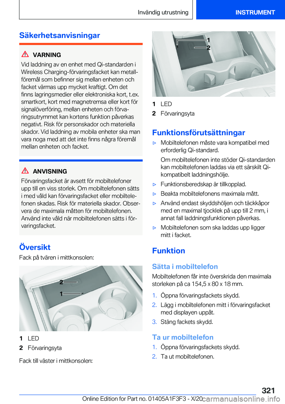 BMW X5 2021  InstruktionsbÖcker (in Swedish) �S�ä�k�e�r�h�e�t�s�a�n�v�i�s�n�i�n�g�a�r
�V�A�R�N�I�N�G
�V�i�d��l�a�d�d�n�i�n�g��a�v��e�n��e�n�h�e�t��m�e�d��Q�i�-�s�t�a�n�d�a�r�d�e�n��i
�W�i�r�e�l�e�s�s��C�h�a�r�g�i�n�g�-�f�